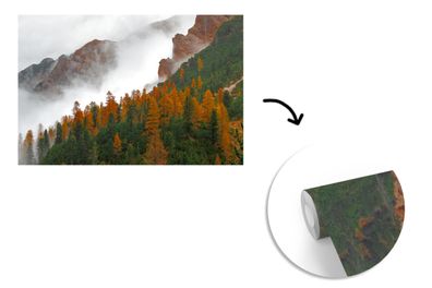 Tapete Fototapete - 330x220 cm Berg - Nebel - Wald (Gr. 330x220 cm)