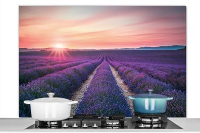 Spritzschutz Küchenrückwand - 120x80 cm Lavendel - Lila - Blumen (Gr. 120x80 cm)