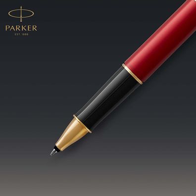 Parker Sonnet Tintenroller | Rote Lackierung mit Goldzierteilen | feine Spitze | ...