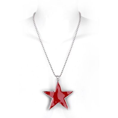 Red Star Halskette Ballchain Ballchain Halskette Große Anhänger Accessoire Karneva...