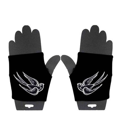 Fingerlose Handschuhe mit Eingewebten Schwalben