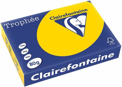 Clairefontaine Trophee Color 1780C Sonnengelb 80g/ m² DIN-A4 - 500 Blatt