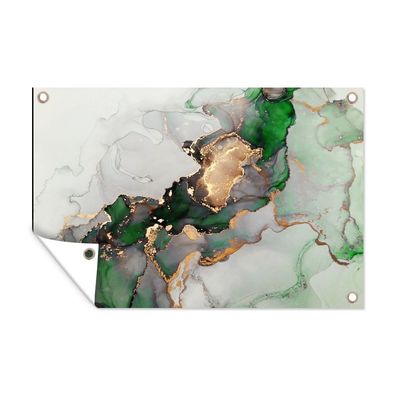 Outdoor-Poster Gartenposter 90x60 cm Marmor - Gold - Grün - Luxus (Gr. 90x60 cm)
