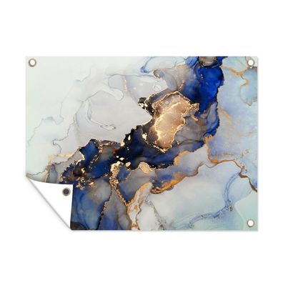 Outdoor-Poster Gartenposter 40x30 cm Marmor - Blau - Gold (Gr. 40x30 cm)