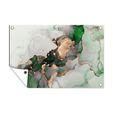 Outdoor-Poster Gartenposter 60x40 cm Marmor - Gold - Grün - Luxus (Gr. 60x40 cm)