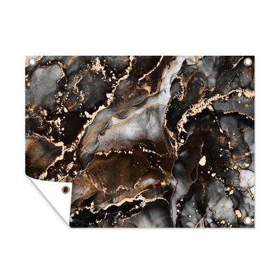 Outdoor-Poster Gartenposter 120x90 cm Marmor - Gold - Glitzer - Luxus