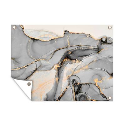 Outdoor-Poster Gartenposter 80x60 cm Marmor - Gold - Grau (Gr. 80x60 cm)