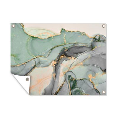 Outdoor-Poster Gartenposter 120x90 cm Gold - Marmor - Grün - Luxus (Gr. 120x90 cm)