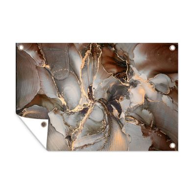 Outdoor-Poster Gartenposter 60x40 cm Grau - Gold - Marmor (Gr. 60x40 cm)