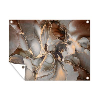 Outdoor-Poster Gartenposter 40x30 cm Grau - Gold - Marmor (Gr. 40x30 cm)