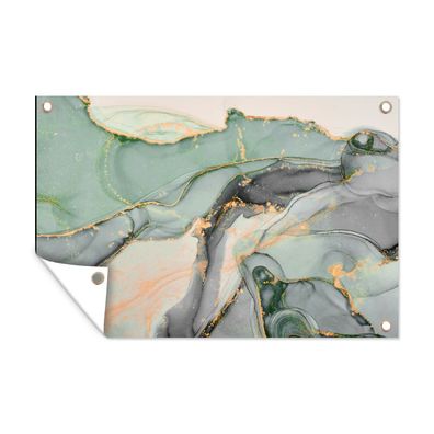 Outdoor-Poster Gartenposter 120x80 cm Gold - Marmor - Grün - Luxus (Gr. 120x80 cm)