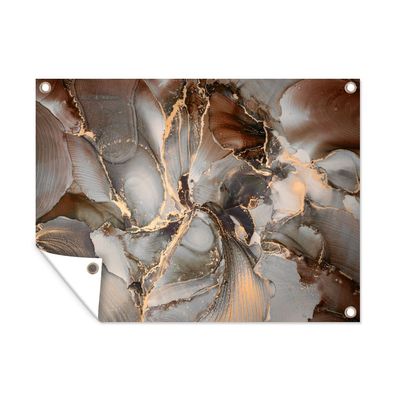 Outdoor-Poster Gartenposter 80x60 cm Grau - Gold - Marmor (Gr. 80x60 cm)