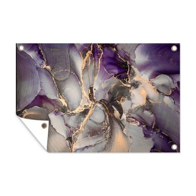 Outdoor-Poster Gartenposter 60x40 cm Gold - Lila - Marmor (Gr. 60x40 cm)