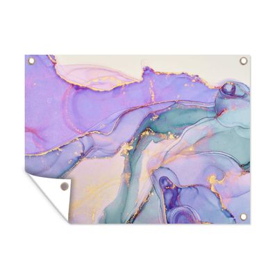 Outdoor-Poster Gartenposter 80x60 cm Gold - Marmor - Lila (Gr. 80x60 cm)