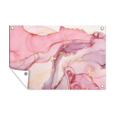 Outdoor-Poster Gartenposter 90x60 cm Gold - Marmor - Rosa (Gr. 90x60 cm)