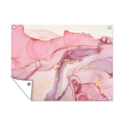 Outdoor-Poster Gartenposter 40x30 cm Gold - Marmor - Rosa (Gr. 40x30 cm)