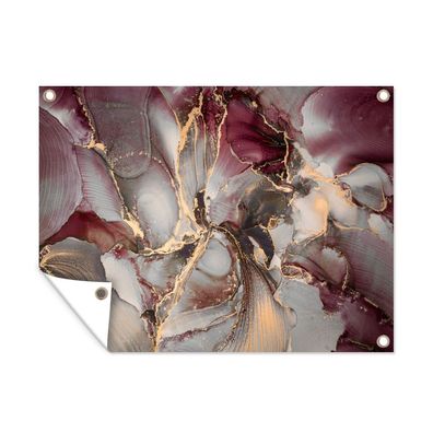 Outdoor-Poster Gartenposter 80x60 cm Gold - Marmor - Lila (Gr. 80x60 cm)
