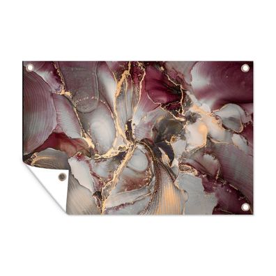 Outdoor-Poster Gartenposter 90x60 cm Gold - Marmor - Lila (Gr. 90x60 cm)