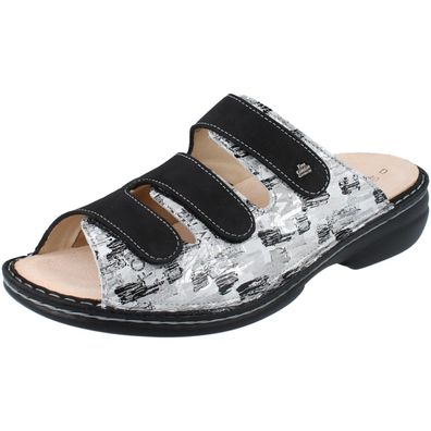 FINN Comfort Finnstretch Cisano Damen Pantolette platero/ schwarz Leder/ Stretch