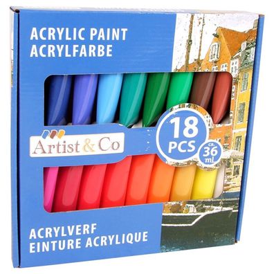 Artist & Co Acrylfarben 18-teilig Artico Farben malen Acryl Kunst Maler