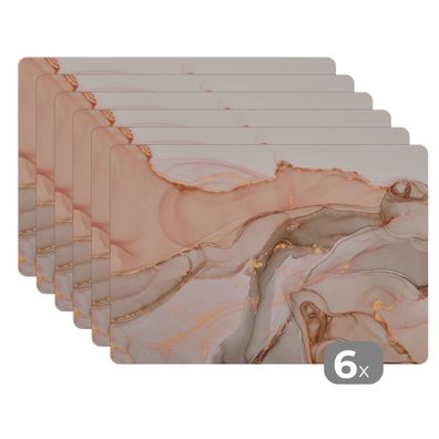 Placemats Tischset 6-teilig 45x30 cm Marmor - Rosa - Rosa (Gr. 45x30 cm)