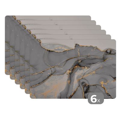Placemats Tischset 6-teilig 45x30 cm Marmor - Gold - Grau (Gr. 45x30 cm)