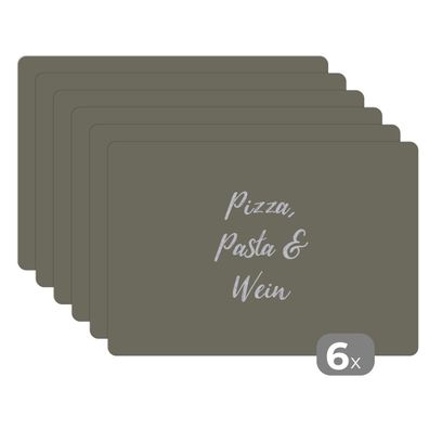 Placemats Tischset 6-teilig 45x30 cm Sprichwörter - Essen - Pizza, Pasta &amp; Wein