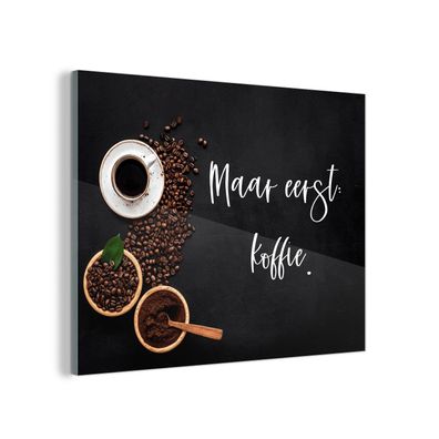 Glasbild Glasfoto Wandbild 40x30 cm Espressotassen - Kaffee zuerst - Zitat - Sprichw