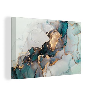 Leinwandbilder - Wanddeko 120x80 cm Blau - Marmor - Gold (Gr. 120x80 cm)