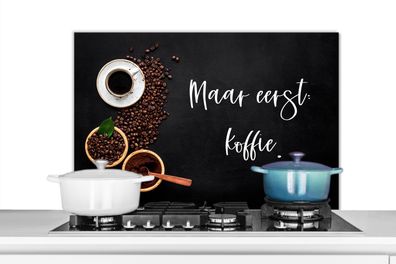 Spritzschutz Küchenrückwand - 80x55 cm Espressotassen - Kaffee zuerst - Zitat - Spric