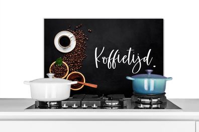 Spritzschutz Küchenrückwand - 60x40 cm Kaffeezeit - Sprichwörter - Kaffee - Küche