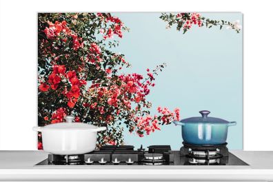 Spritzschutz Küchenrückwand - 100x65 cm Blumen - Luft - Rosa (Gr. 100x65 cm)