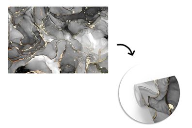 Tapete Fototapete - 600x400 cm Marmor - Schwarz - Gold - Grau (Gr. 600x400 cm)