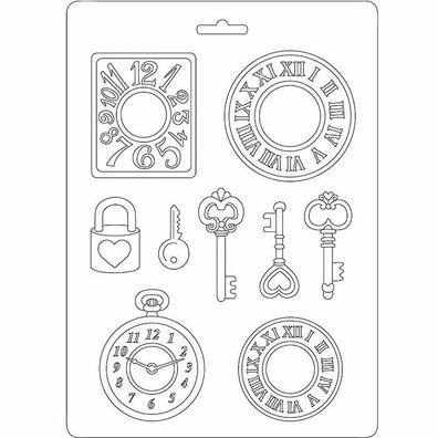 Gießform für Gieß- und Abformmasse Gips Gipsform Softclay clock Uhr Schlüssel