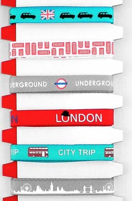 Ribbon 6 x 1 Meter Band mit Aufdruck London Underground City Trip Bus Taxi