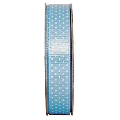 Ribbon 3 Meter Band mit Aufdruck Punkte hellblau mit weißen Punkten 10mm breit
