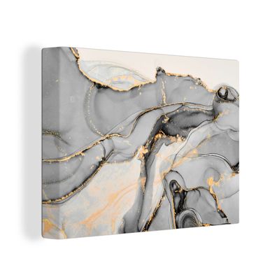 Leinwandbilder - Wanddeko 120x90 cm Marmor - Gold - Grau (Gr. 120x90 cm)