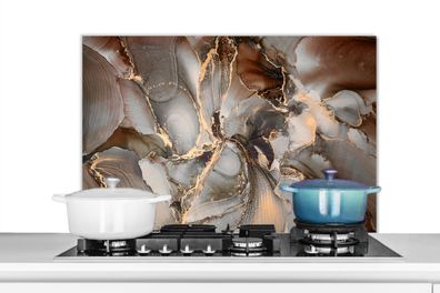 Spritzschutz Küchenrückwand - 90x60 cm Grau - Gold - Marmor (Gr. 90x60 cm)