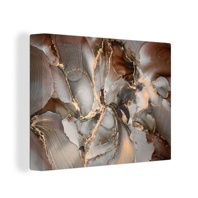 Leinwandbilder - Wanddeko 120x90 cm Grau - Gold - Marmor (Gr. 120x90 cm)