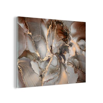 Glasbild Glasfoto Wandbild 40x30 cm Grau - Gold - Marmor (Gr. 40x30 cm)