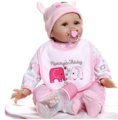 Pink Reborn Baby Puppe 55Cm Lebensecht Handgefertigt Weich Silikon-Vinyl Maedchen