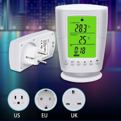 Lcd Programmierbar Kabellos Thermostat Steckdose Zuhause Intelligente Temperatur