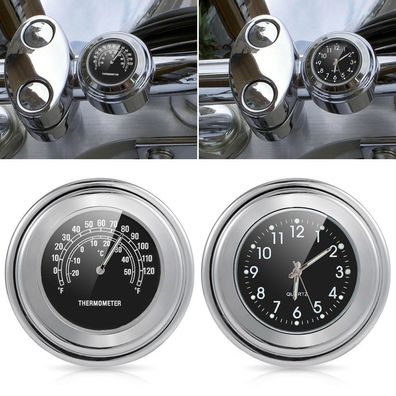 1 Satz Universal Motorrad Lenkeruhr Thermometer Motorraduhr Uhren Wasserdicht