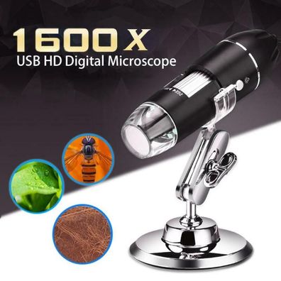 Mini Usb Digital Mikroskop Lupe 1600X Hd Microscope Kamera 8 Led Fur Handy Pc D