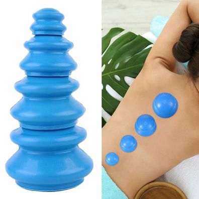 4 Tlg Unisex Silikon Akupunktur Schroepfen Cupping Vakuum Massage Schroepfglaeser