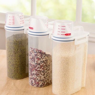 Kuche Lagerung Behaelter Box Essen Faser Bohne Reis Spender Kunststoff Getreide