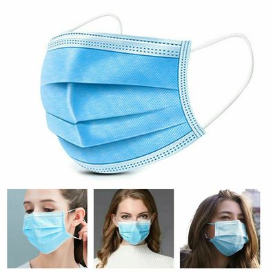 150X Einweg Mundschutz Maske Atemschutz Gesicht Atem Nasen Hygienemaske 3-Lagig