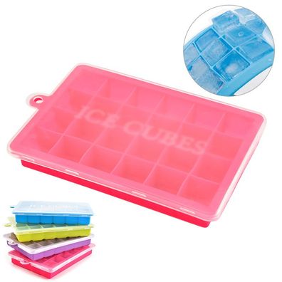 4X Silikon Eiswurfelform Cube Eiswuerfelbehaelter Mit Deckel Ice Tray Ice & Clip
