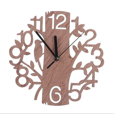 22Cm Holz Wanduhr Analog Kuchenuhr Baum Voegel Natur Vintage Uhr Wohzimmeruhr Bn