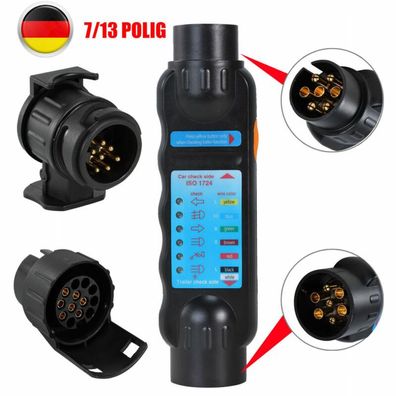 7-13 Polig 12V Trailer Kfz Beleuchtungstester Prufgeraet Anhaenger Tester Prufer A